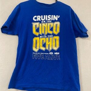 Rock N Wrestling Rager Cruise Shirt Chris Jericho Pro Wrestling Tee Blue Size L